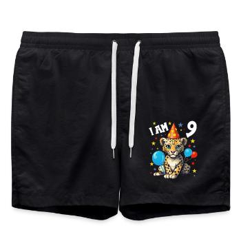 Ich bin 9 Jahre alt Leoparde Leopard 9. Geburtstag - Badeshorts - Schwarz - Vorne - AI Model Male 185 light (185cm)