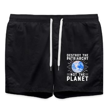 Destroy the Patriarchy not the planet - Swim Trunks - black - Front - AI Model Male 185 light (185cm)