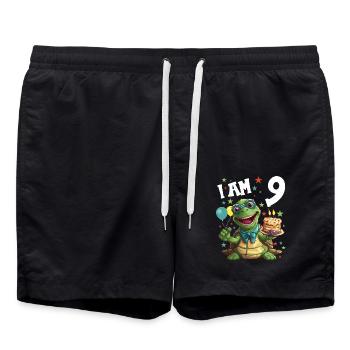 Je suis 9 Tortues Tortue 9e anniversaire - Short de bain - noir - Devant - AI Model Male 185 light (185cm)