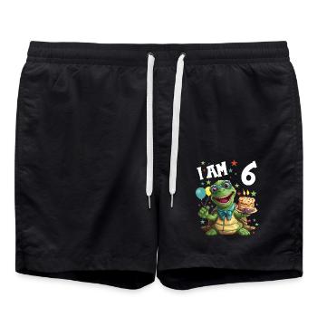 Je suis 6 tortues Tortue 6e anniversaire - Short de bain - noir - Devant - AI Model Male 185 light (185cm)