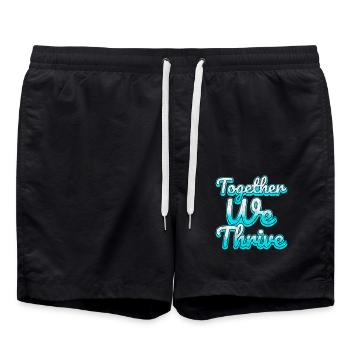 Family Unity Inspiration Zitat Gemeinsam gedeihen wir - Badeshorts - Schwarz - Vorne - AI Model Male 185 light (185cm)