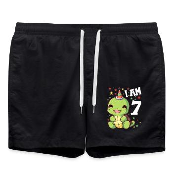 Je suis 7 tortues Tortue 7e anniversaire - Short de bain - noir - Devant - AI Model Male 185 light (185cm)