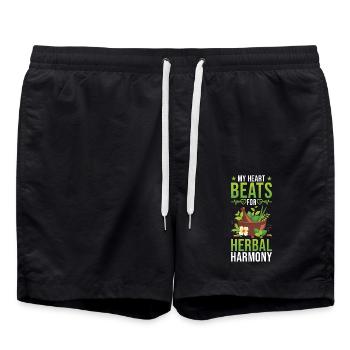 Kräuterkräuter - Badeshorts - Schwarz - Vorne - AI Model Male 185 light (185cm)