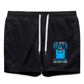 Retro Gaming Love Nostalgia Pixel Graphics - Swim Trunks - black - Front - AI Model Male 185 light (185cm)