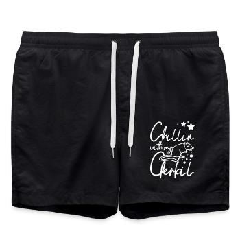 Chillin with my gerbil - Swim Trunks - black - Front - AI Model Male 185 light (185cm)