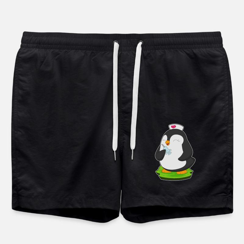 Penguin Nurse Syringe - Swim Trunks - black