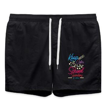 Keep calm the School secretary is here - Swim Trunks - black - Front - AI Model Male 185 light (185cm)