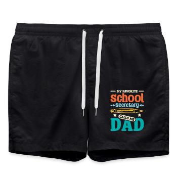 My favorite School secretary calls me dad - Badeshorts - Schwarz - Vorne - AI Model Male 185 light (185cm)