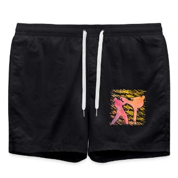 Taekwondo - Badeshorts - Schwarz - Vorne - AI Model Male 185 light (185cm)