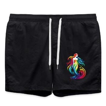 Signe astrologique du zodiaque Vierge Vibrant Rainbow Design - Short de bain - noir - Devant - AI Model Male 185 light (185cm)