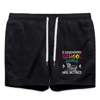 A legendary school secretary has retired - Badeshorts - Schwarz - Vorne - AI Model Male 185 light (185cm)