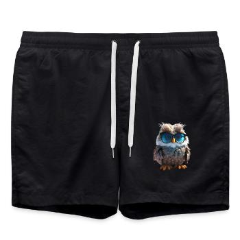 Eule Schleiereule Geschenk Kauz Uhu Owl Süße Eulen - Badeshorts - Schwarz - Vorne - AI Model Male 185 light (185cm)