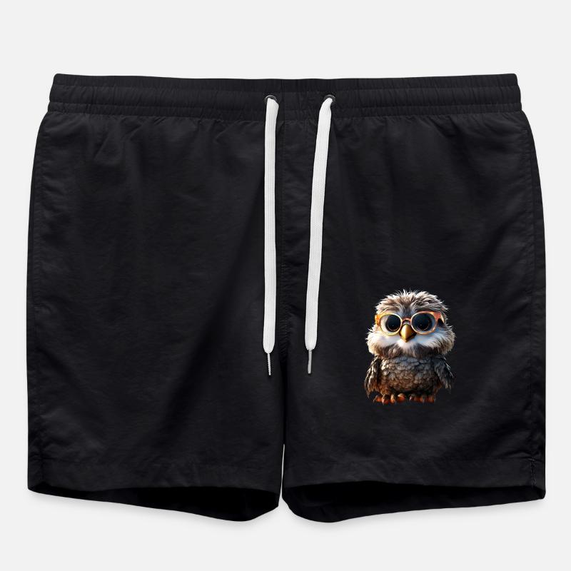 Owl Barn Owl Gift Owl Owl Owl Cute Owls - Swim Trunks - black