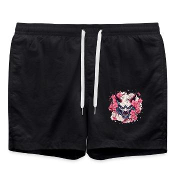 Japonais Hannya démon samouraï guerrier Oni masque - Short de bain - noir - Devant - AI Model Male 185 light (185cm)