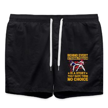 Hinter jedem starken Menschen steht eine Geschichte, die - Badeshorts - Schwarz - Vorne - AI Model Male 185 light (185cm)