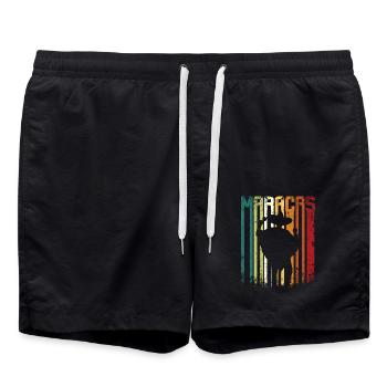 Mexico Retro Vintage Maracas - Swim Trunks - black - Front - AI Model Male 185 light (185cm)