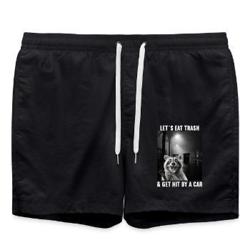Lets eat Trash and get hit by a Car Raccoon - Swim Trunks - black - Front - AI Model Male 185 light (185cm)