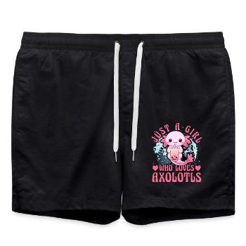 Just A Girl who loves Axolotls - Swim Trunks - black - Front - AI Model Male 185 light (185cm)