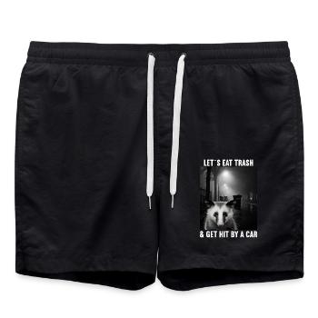 Lets eat Trash and get hit by a Car Opossum Possum - Swim Trunks - black - Front - AI Model Male 185 light (185cm)