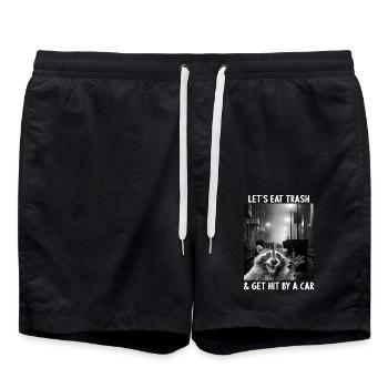 Lets eat Trash and get hit by a Car Raccoon - Swim Trunks - black - Front - AI Model Male 185 light (185cm)
