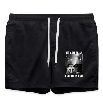 Lets eat Trash and get hit by a Car Opossum Possum - Swim Trunks - black - Front - AI Model Male 185 light (185cm)
