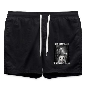 Lets eat Trash and get hit by a Car Opossum Possum - Swim Trunks - black - Front - AI Model Male 185 light (185cm)