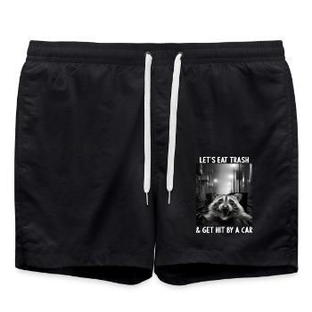 Lets eat Trash and get hit by a Car Raccoon - Swim Trunks - black - Front - AI Model Male 185 light (185cm)