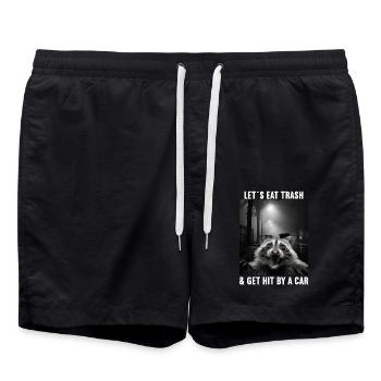 Lets eat Trash and get hit by a Car Raccoon - Swim Trunks - black - Front - AI Model Male 185 light (185cm)