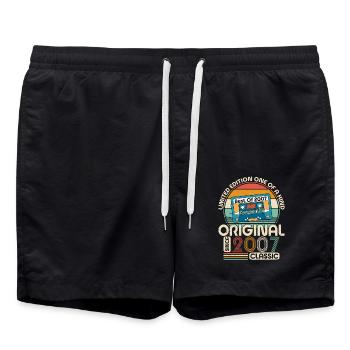 Vintage Birthday in 2007 - Birthday 2025. - Swim Trunks - black - Front - AI Model Male 185 light (185cm)