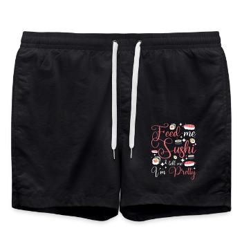 Feed me sushi & tell me I'm pretty - Badeshorts - Schwarz - Vorne - AI Model Male 185 light (185cm)