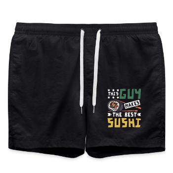 This guy makes the best sushi - Swim Trunks - black - Front - AI Model Male 185 light (185cm)