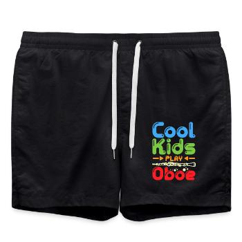 For children Cool kids play oboe - Swim Trunks - black - Front - AI Model Male 185 light (185cm)