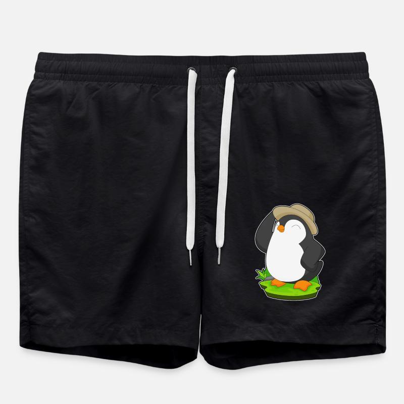 Penguin Hat - Swim Trunks - black