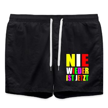 Nie wieder ist jetzt - Badeshorts - Schwarz - Vorne - AI Model Male 185 light (185cm)