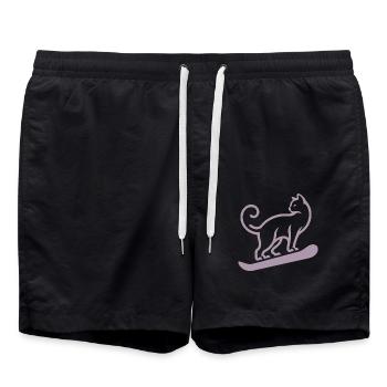 Cat Snowboard Snowboarder Minimaliste - Short de bain - noir - Devant - AI Model Male 185 light (185cm)