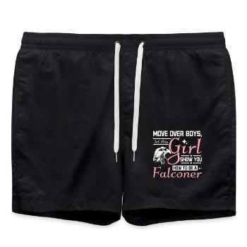 Laissez cette fille vous montrer comment être un fauconnier - Short de bain - noir - Devant - AI Model Male 185 light (185cm)