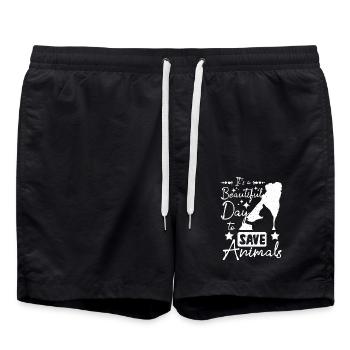 It's a beautiful day to save animals - Badeshorts - Schwarz - Vorne - AI Model Male 185 light (185cm)