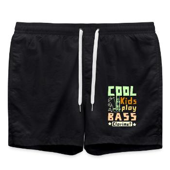 For children Cool Kids play bass clarinet - Badeshorts - Schwarz - Vorne - AI Model Male 185 light (185cm)