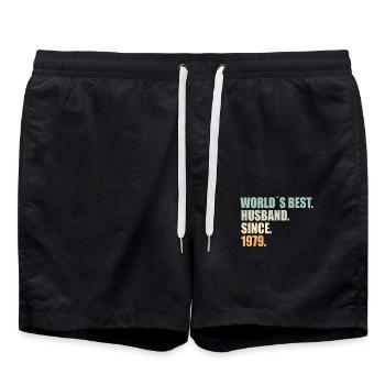 Meilleur mari depuis 1979 45e anniversaire de mariage - Short de bain - noir - Devant - AI Model Male 185 light (185cm)
