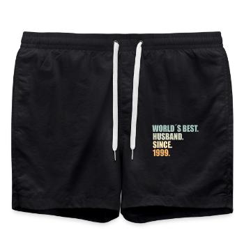 Best husband since 1999 25th wedding anniversary - Swim Trunks - black - Front - AI Model Male 185 light (185cm)