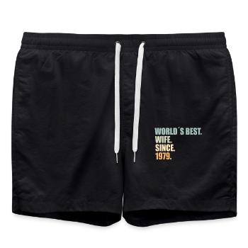 Beste Ehefrau seit 1979 45.Hochzeitstag - Badeshorts - Schwarz - Vorne - AI Model Male 185 light (185cm)