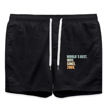 Meilleure épouse depuis 2009 15e anniversaire de mariage - Short de bain - noir - Devant - AI Model Male 185 light (185cm)