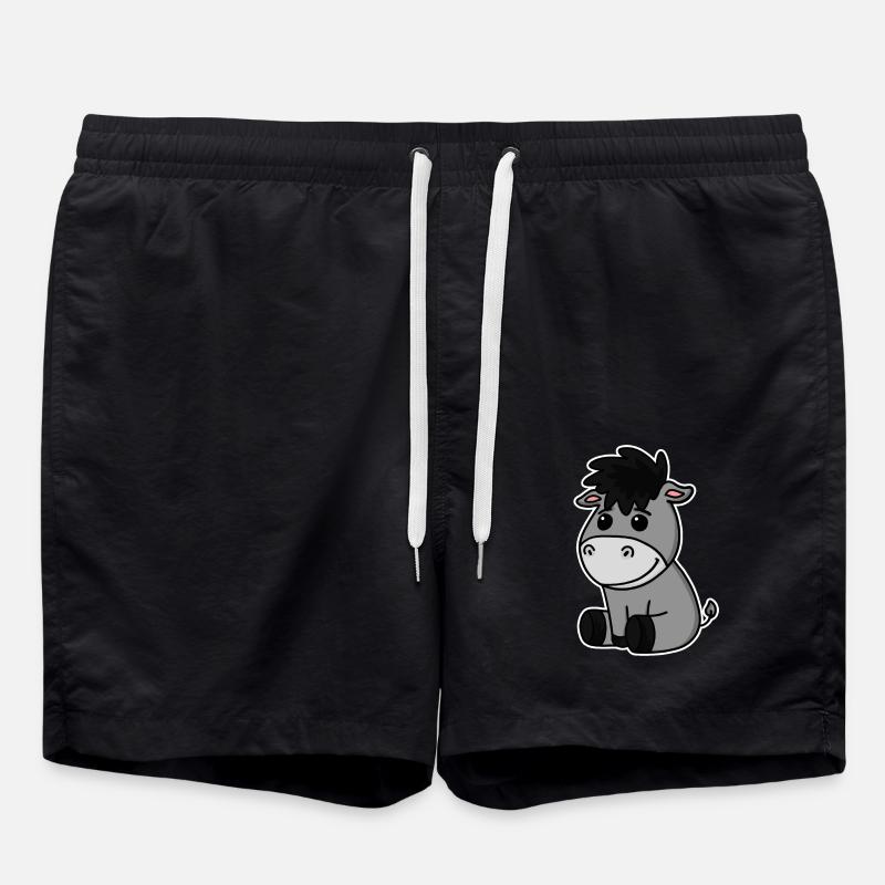 Donkey Motif - Swim Trunks - black