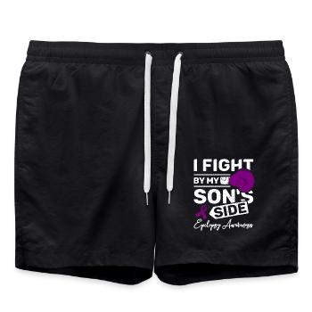I fight by my son's side, epilepsy awareness - Swim Trunks - black - Front - AI Model Male 185 light (185cm)
