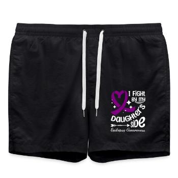I fight on my daughter's side, epilepsy awareness - Swim Trunks - black - Front - AI Model Male 185 light (185cm)