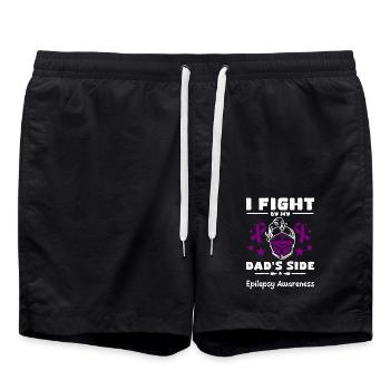 I fight by my dad's side, epilepsy awareness - Swim Trunks - black - Front - AI Model Male 185 light (185cm)