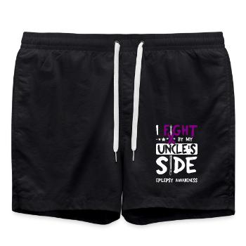 I fight by my uncle's side, epilepsy awareness - Swim Trunks - black - Front - AI Model Male 185 light (185cm)