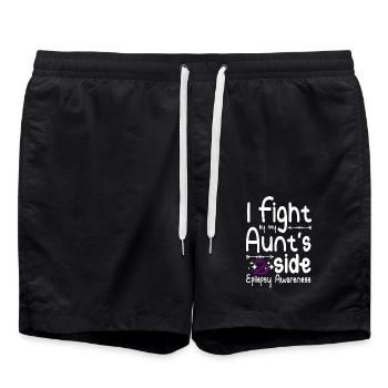 I fight by my aunt's side, epilepsy awareness - Swim Trunks - black - Front - AI Model Male 185 light (185cm)