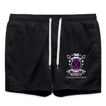 This family fights together, epilepsy awareness - Swim Trunks - black - Front - AI Model Male 185 light (185cm)