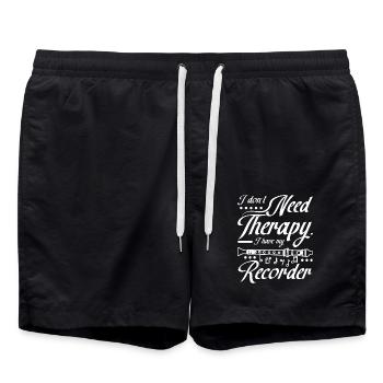 I don't need therapy I have my recorder - Swim Trunks - black - Front - AI Model Male 185 light (185cm)